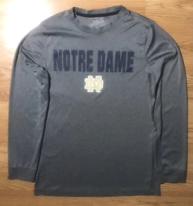 Campus Heritage Vintage 90s Notre Dame NCAA Stretch Knit Shirt Mens M Gray Crew - Picture 1 of 12