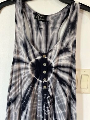 Tryst Tank Top Shirt Y2K Tie Dye Racerback Long Blue Beachy Hippie Size Medium - Image 1 of 4