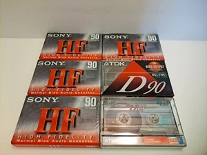Lot Of 6 Blank Cassette Tapes. 5 Unopened, 4 SONY/2TDK - Picture 1 of 5