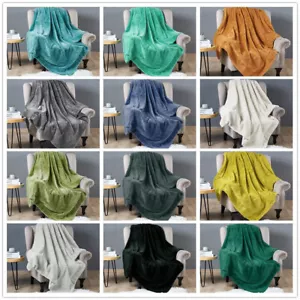 Fox Faux Fur Throw Blanket Warm Luxury Plush Cozy for Bed Couch Sofa Solid Color - Picture 1 of 160