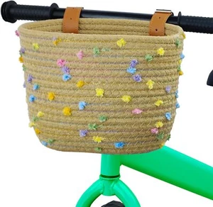 Kids Bike Basket Woven With Sisal Rope for Balance Bikes Scooters - Picture 1 of 7