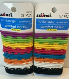 Scunci Hair Elastics No Damage Comfort Classics Orange Black Purple Green - Picture 1 of 12