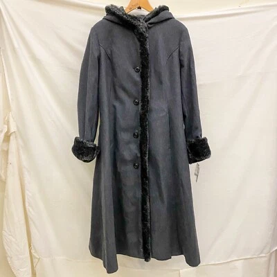 NWT Vintage 90s DONNYBROOK Womens 18 Long Full Length Wool Coat Faux Fur Trim - Image 1 of 4