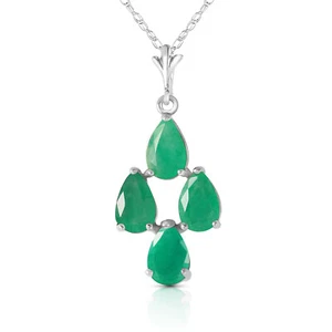 14K. SOLID GOLD NECKLACE WITH NATURAL EMERALDS - Picture 1 of 15