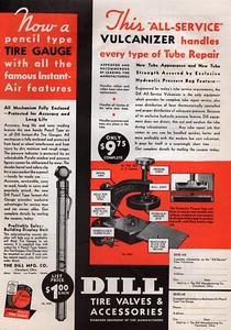 1935 indicador de neumáticos de eneldo y vulcanizador anuncio impreso original - Imagen 1 de 1