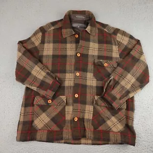 Le Collezioni Jacket Mens Large Brown Plaid Flannel Shacket Wool Blend Romania - Picture 1 of 14