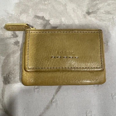 Fossil Women's Credit Card ID Coin Purse Wallet & Keychain yellowGenuine Leather - Image 1 of 4