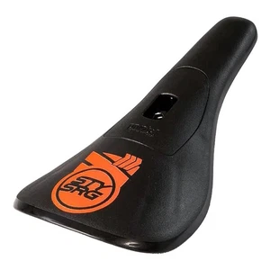 STAY STRONG CHEVRON PIVOTAL PLASTIC BMX BIKE SEAT RACE FLATLAND BLACK ORANGE NEW - Picture 1 of 4