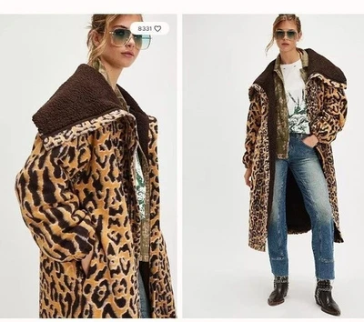 Free People This Love Animal Print Cardi in Ochre Combo - size LARGE - BNWT - Image 1 of 4