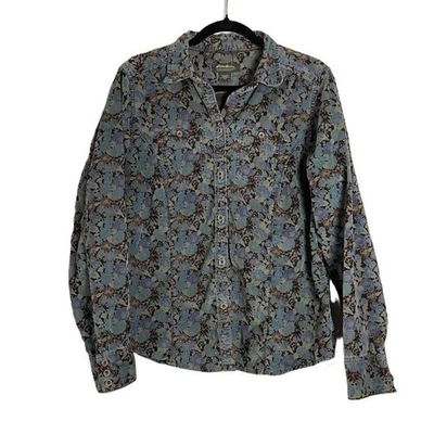 Camisa Mediana Retro Eddie Bauer Para Mujer Abotonada Gorp Core Manga Larga Pana Foto 1 de 4
