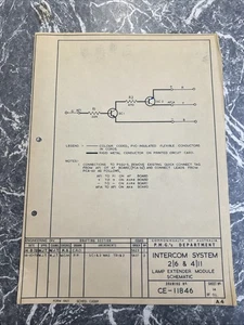 VINTAGE ORIGINAL PMG TECHNICAL DRAWING INTERCOM SYSTEM TELECOM TELEPHONE ART COA - Picture 1 of 4