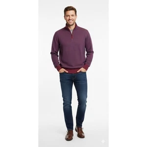 Loro Piana Roadster Cashmere Sweater | Red Blue 1/4 Zip Pullover | IT 48 M - Picture 1 of 12