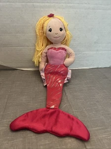 The Petting Zoo 16" Soft Mermaid Beanbag Plush Doll w/ Blonde Yarn Hair Dolly - Picture 1 of 5
