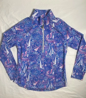 LILLY PULITZER SKIPPER LUXLETIC POPOVER TOP SAILABRATION BOCA BLUE Small NEW NWT - Image 1 of 4
