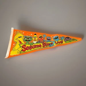 Vintage 1984 Sesamstraße Live Filz orange Wimpel Banner Flagge - Bild 1 von 1