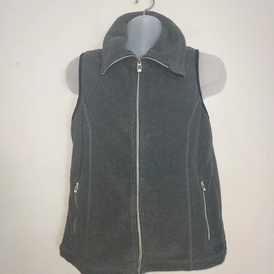 Chaleco polar para mujer Calvin Klein cremallera completa rendimiento cuello alto informal gris Foto 1 de 4