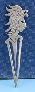 VINTAGE STERLING SILVER BOOKMARK - AZTEC GOD OF WAR - MEXICO - SIGNED TC -  [18] - Bild 1 von 1