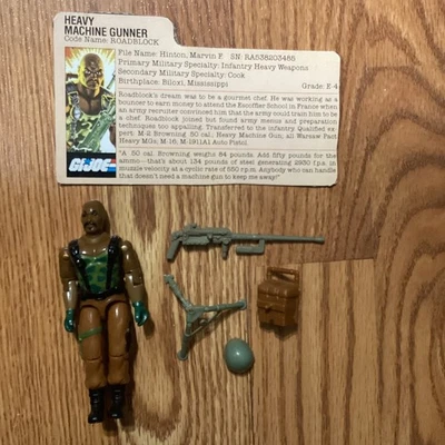Roadblock v1 1984 y tarjeta vintage G.I. Figura GI Joe 3.75 ARAH *100% Completa Foto 1 de 4