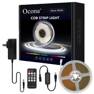 1-5m COB LED Strip Set Controller Power Supply 4mm 12V Flexible Tape Light White - Picture 1 of 23