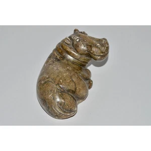 Hippo Figurine, Carved Hippopotamus, House Hippo, Smiling Hippo Shona Statuette - Picture 1 of 10
