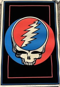 "Póster de colección Grateful Dead Skull Steal Your Face luz negra original 22""x34""" - Imagen 1 de 6