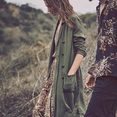 Free People Sensual Military Duster /Trench Coat EUC Grey Size S - Image 1 of 4