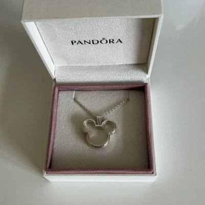 Genuino Pandora 🌟 Medallón Flotante Cabeza de Mickey Disney y Collar Largo Foto 1 de 4