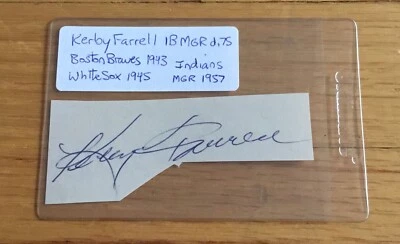 Kerby Farrell Boston Braves CWS Indians Signed Autograph Album Page Cut Sig  - Image 1 of 2