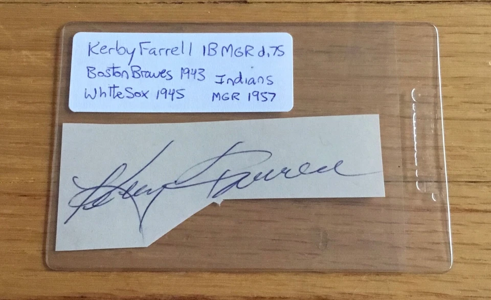 Kerby Farrell Boston Braves CWS Indians Signed Autograph Album Page Cut Sig  - Image 1 of 2
