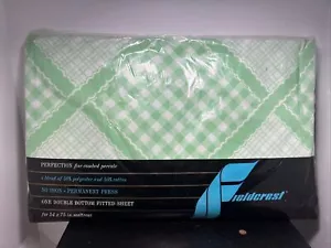 Vintage Fieldcrest Doppelboden Spannbettlaken NUR grün kostenloser Versand - Bild 1 von 10