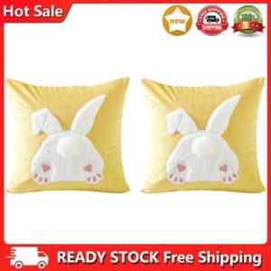 Easter Bunny Pillow Case 45x45cm Plush Rabbit Pillowcase (Rabbit Back Yellow) - Picture 1 of 5