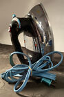 Vintage General Electric GE Steam Dry Iron Chrome w/ Blue Cord USA 478J Works