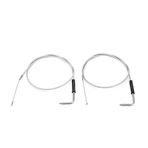 40" Stainless Steel Throttle & Idle Cable Set For Harley Dyna Softail 56579-02A - Picture 1 of 7