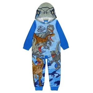 Jurassic World Boys Pajamas Dinosaur Union Suit One Piece Halloween Costume Park - Picture 1 of 5