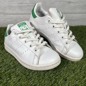 Adidas Stan Smith Trainers Children Kids UK Size 12.5 White Green 011001 BA8375 - Picture 1 of 18