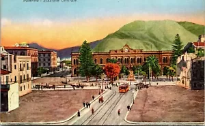 PALERMO SICILY ITALY STAZIONE CENTRALE RAILROAD STATION OLD POSTCARD VIEW - Picture 1 of 2