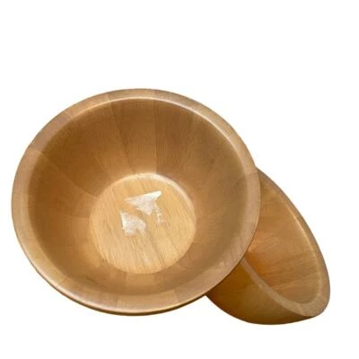 Four Pomerantz Light Wood Salad Bowls Made in Thailand - Image 1 of 4