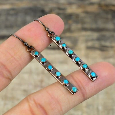 Серьги-капли/висячие серьги для девочек 2,28 дюйма из бирюзы и меди электроформованные Аризона - Изображение 1 из 4