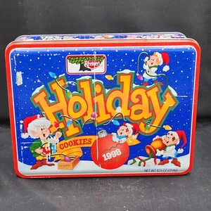 Keebler Holiday Cookie Tin Elves Christmas Storage Container 1998 Collectible - Picture 1 of 7