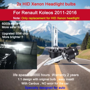 For Renault Koleos 2011-2016 2x Xenon HID Headlight Globes Bulbs low beam 6000K - Picture 1 of 9