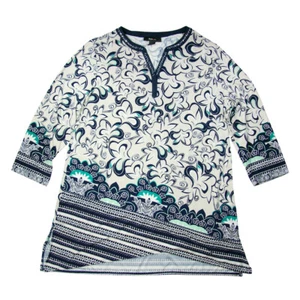 Style & Co Boho Tunic Shirt Top Blouse 3/4 Sleeve Rhinestone V-Neck Ladies Large - Picture 1 of 2