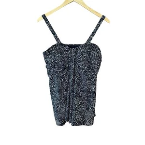 NWT Swimsuits for All Womens Size 16 Flyaway Tankini Top Black White Drape Front - Picture 1 of 12