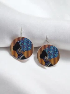 Afrikanische Damen Strass Holz Ohrringe leicht - Bild 1 von 1