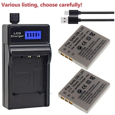 Cargador de batería o LCD Sanyo DB-L20 DB-L20AU DBL20 VPC-C40 VPC-C5 VPC-C6 VPC-CA6 Foto 1 de 4