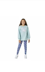 BCBG Girls 2 Piece Sweatshirt and Legging Set Large 14/16- Green Floral - Picture 1 of 3