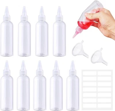 10Pcs Squeezy Condiment Bottles 100ml Plastic Squeezy Sauce Bottles with Nozzles - Image 1 of 4