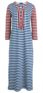J CREW Sammie Stripe Dress XS Baltic Mesa Nautical Maxi Tunic Beachy G3607 ISSUE - Picture 1 of 11