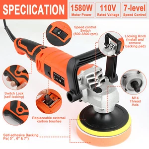 🔥1580W Kit Cera Levigatrice Tampone Lucidatrice Auto Elettrica Variabile 7 Velocità con Pastiglie - Foto 1 di 12