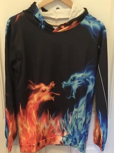 Ice & Fire Dragon 3D Printing Black Hoodie, Teen Youth XL, New - Picture 1 of 3