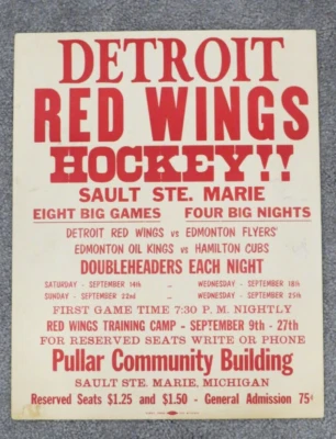 1957 Detroit Red Wings Hockey Team Signed Promo Poster Gordie Howe Terry Sawchuk - Image 1 of 4